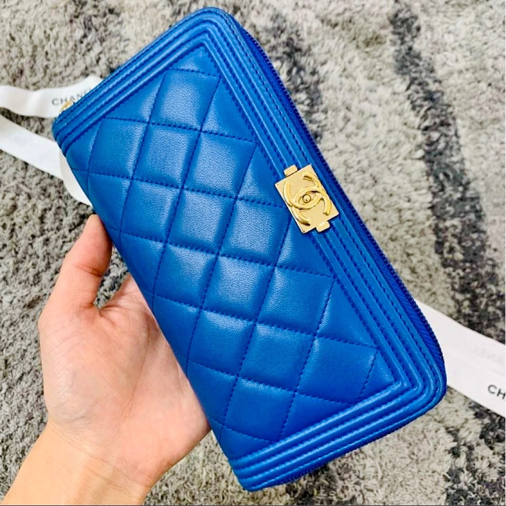 CHANEL Royal Blue Quilted Wallet